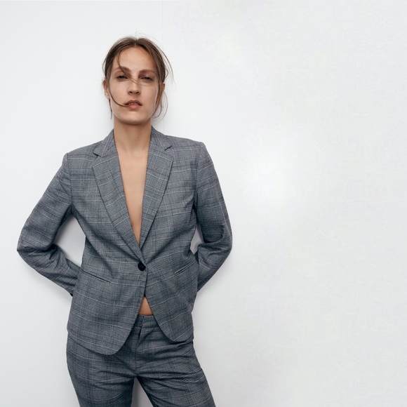 Zara Check Tailored Blazer Jacket US 6 - Picture 3 of 12